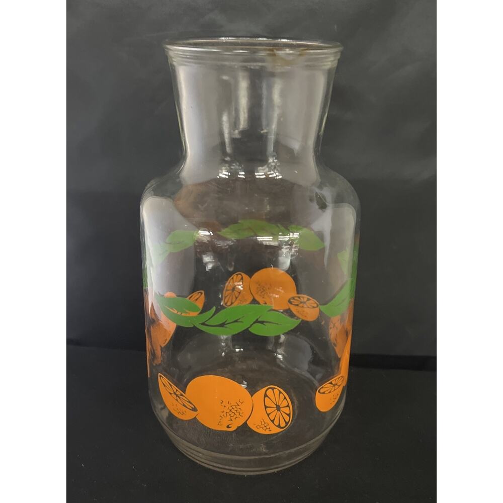 Vintage Anchor Hocking Glass Orange Juice Carafe Refrigerator Jug - No Lid